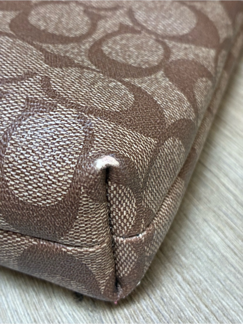 Coach Signature File Bag - Brown/Tan/Raspberry 10x12.5 - Picture 8 of 12